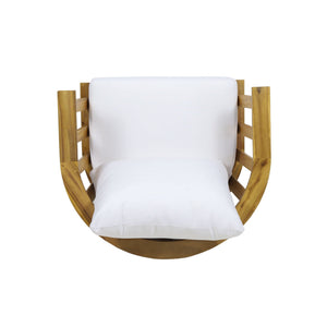 Outdoor Club Chair with Curved Backrest and Frame - White
