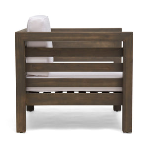 Outdoor Acacia Wood Patio Chair With Fabric Cushion