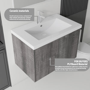 36 Inch Floating Bathroom Vanity with Ceramic Sink and Soft-Close Door