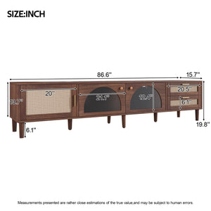 TV Stand For TVs Up To 90", Media Console With App Controlled LED Lights, 2 Drawers & Door Storage - Dark Brown