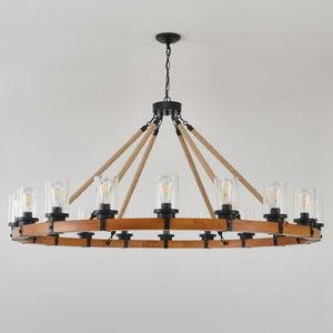 18-Light Rustic Wagon Wheel Chandelier