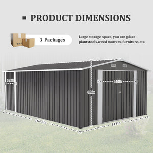 Campcraft Outdoor Storage Shed 10x14 FT with 3 Lockable Doors