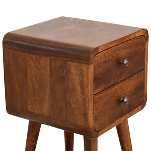 Soli Wood Mini Chestnut Curved Nightstand, 2-Drawers