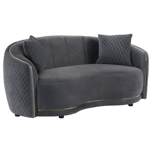 Lorraine - Upholstered Curved Loveseat - Dark Gray
