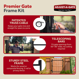 Adjust-A-Gate Steel Frame Gate Building Kit, 60"-96" Wide, 6' High (4 Pack)