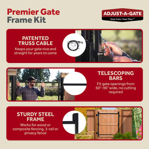 Adjust-A-Gate Steel Frame Gate Building Kit, 60"-96" Wide, 6' High (3 Pack)