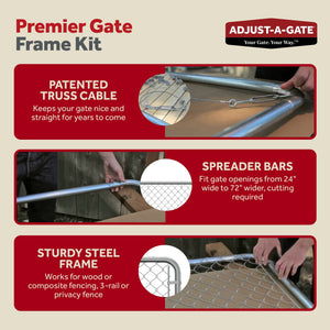 Adjust-A-Gate Fit-Right Adjustable Walk Gate Kit with Round Corner Frame, Gray