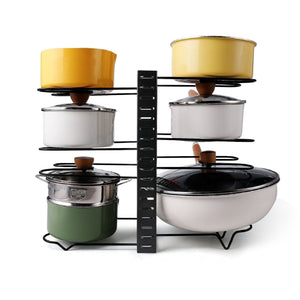 Adjustable Pot Rack Kitchen Storage Organizer with Customizable Installation - Black