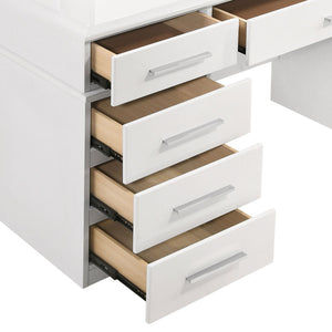 Sarah - 9 Drawer Vanity Desk With Mirror Set - White