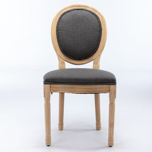 French Style Solid Wood Frame Antique Painting Fabric Back Dining Chair (Set of 2)