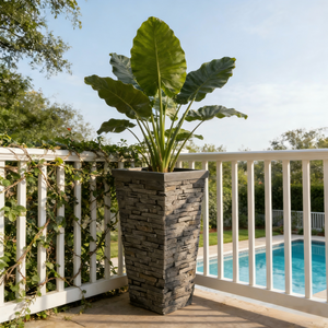 Tall Stone-Effect Square Planter