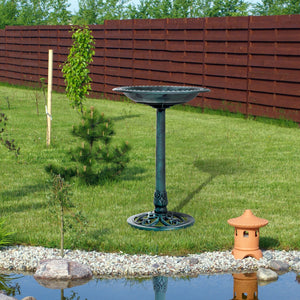 Outsunny 28'' Bird Bath Outdoor Resin Decor with Fleur De Lis Pattern