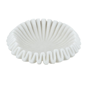 D9.5x2.5' Wavy Sand and Resin Bowl with Textured White Finish