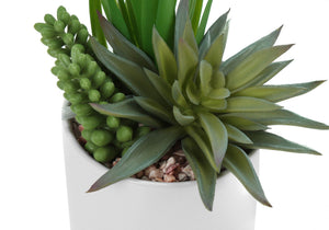7" Tall Artificial Succulent Plant Set of 2 with White Ceramic Pots
