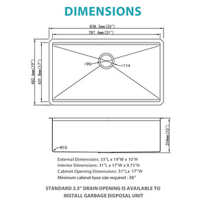 Stainless Steel Undermount Kitchen Sink With Workstation