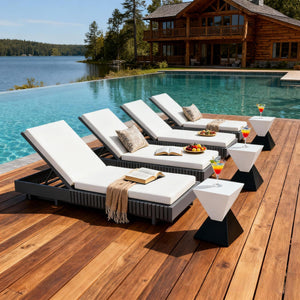 Dark Acacia Wood Chaise Lounge