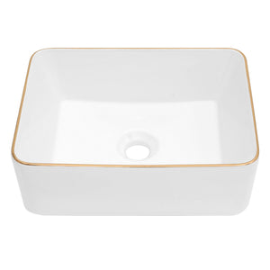 Modern European Style Ceramic Rectangular Vessel Bathroom Sink