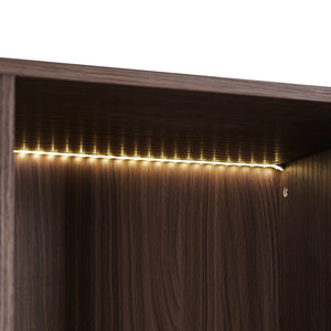 Modern Minimalist 51.2" Tall Lighted Display Cabinet with Tempered Glass