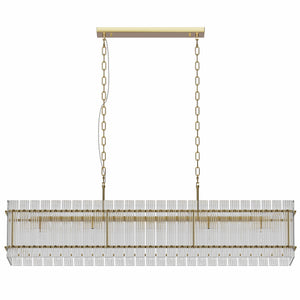 Modern Rectangular Crystal Glass 10-Light Chandelier