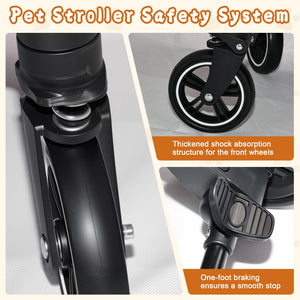 Pet Stroller for Dogs and Cats, 2-in-1 Detachable Foldable With Sun Canopy