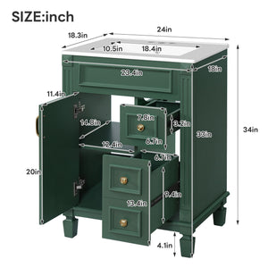 Bathroom Vanity With Sink, Compact Cabinet & 2 Drawers
