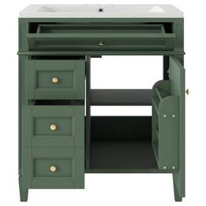 Bathroom Vanity With Medicine Cabinet, Royal Mirror Cabinet, Modern Bathroom Storage Cabinet With 2 Soft Closing Doors And 4 Drawers