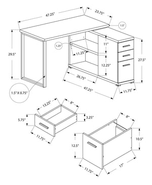 L-Shape Computer Desk with Storage Drawers