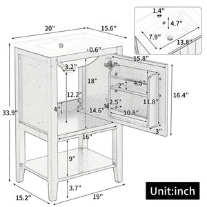 20" Bathroom Vanity with Sink and Storage Rack