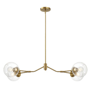 Jewel - 4 Lights Chandelier Ceiling Hanging Light Fixture - Clear / Gold