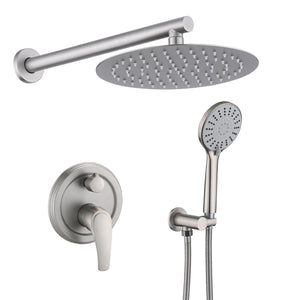 Wall Mounted Shower Set With High Pressure 10" Rain Shower Head And 5 Function Handheld Shower Head