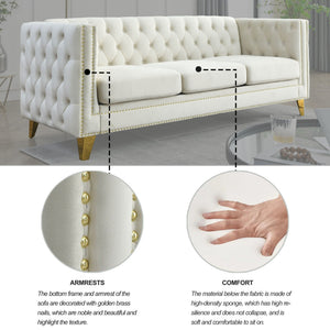 Upholstered Couch Sofa With Button Tufting For Living Room