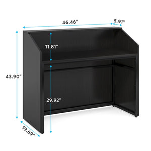 Modern Reception Desk, Front Desk Table With Cable Grommet & Privacy Panels