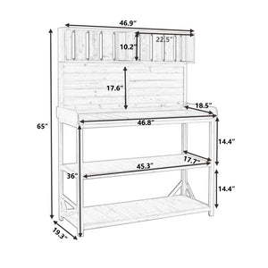 TOPMAX 65" Large Wooden Farmhouse Rustic Outdoor Potting Bench Table