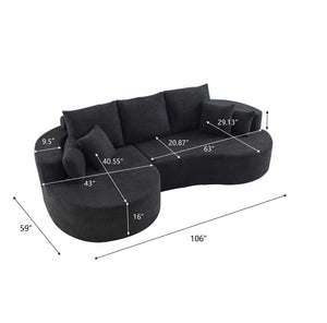 106 in. 2-Piece Fabric Cloud Curved Sectional Boucle Sofa with Chaise Lounge