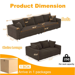 4 Seat Modern Comfy Upholstered Sofa Cloud Couch