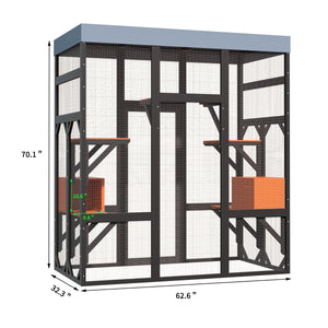 62.6" Solid Wood Pet Enclosure