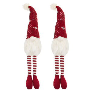Christmas Gnomes Decorations, Christmas Table Home Ornaments For Holiday Party Gifts (Set of 2) - White / Red