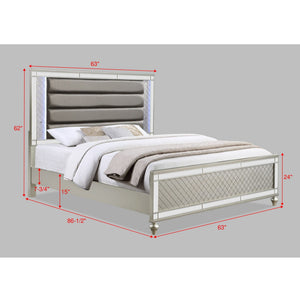 Modern Panel Bed Wit Tufted Design And Integrated LED Lighting