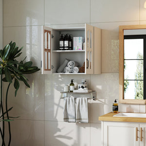 Wall Cabinet with Glass Door and Adjustable Shelves