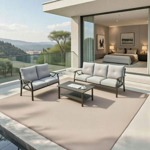 Patio Furniture Set with Coffee Table and Cushions for Backyard