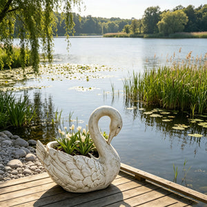 12.8'' Tall Vintage Swan Statue Planter