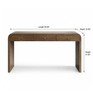 Dark Table with 3-Drawer Storage