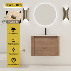 28'' Wall-Mounted Bathroom Vanity with Ceramic Sink