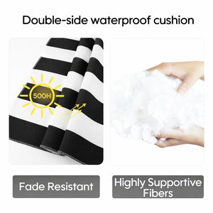Outdoor Chair Cushions Set of 2 – Black and White Striped