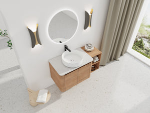 42" Wall-Mounted Bathroom Vanity With Ceramic Art Sink