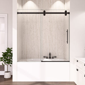 56-60"W x 60"H Frameless Sliding Tub Shower Door Enclosure, Matte Glass
