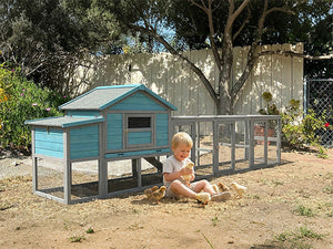 141" Large Wooden Chicken Coop with Nesting Box and Wire Fence
