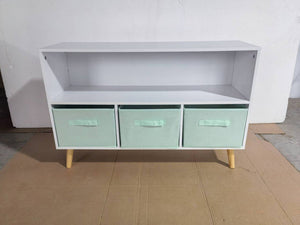 Kids Bookcase with Collapsible Fabric Drawers, Children's Book Display, Toy Storage Cabinet Organizer