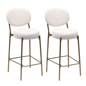 29'' Upholstered Velvet Bar Stools with Backrest & Footrest - Set of 2