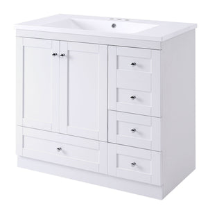 Shaker Free Standing Bathroom Vanity Cabinet With Sink, Soft Close Drawers, Soft Close Doors